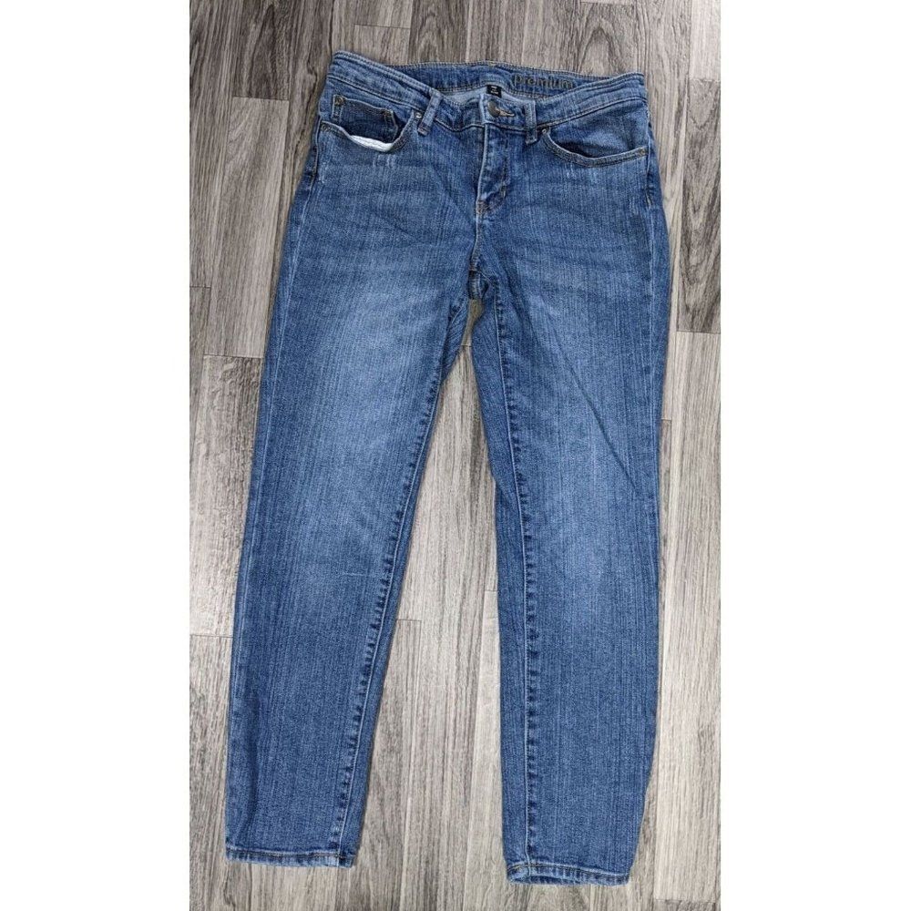 Gap Womens Size 6 /β28 Super Skinny Distressed Cropped Premiumβ Denim Blue Jeans